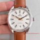 2017 Swiss Clone Omega Seamaster Stainless Steel White Face Brown Leather Band Watch (2)_th.jpg
